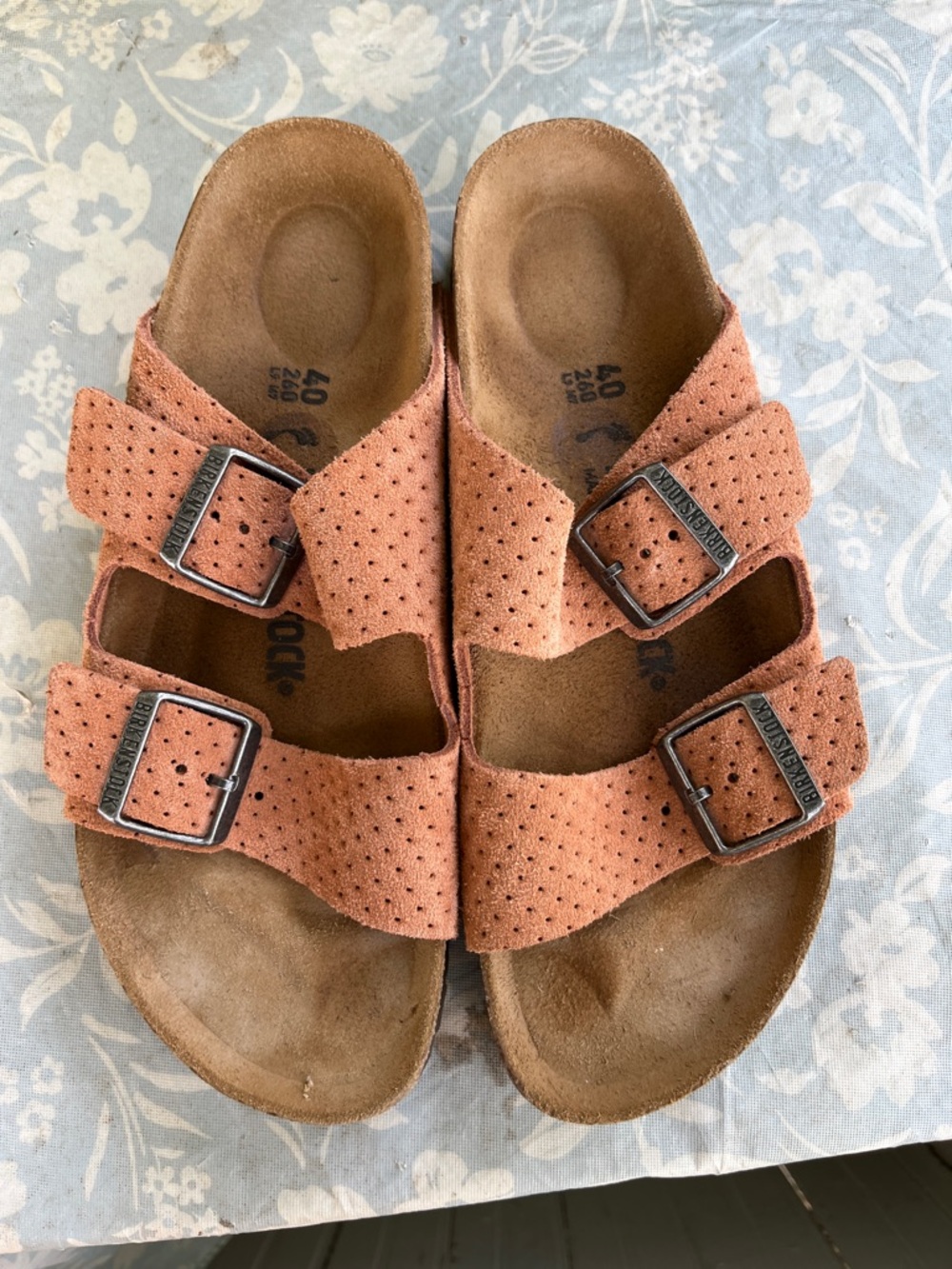 Birkenstock Arizona burnt orange suede embossed sandals - Picture 12 of 13